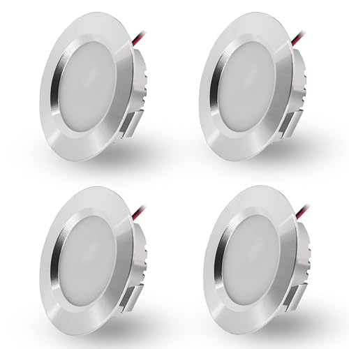 Faretti Led da Incasso per Cartongesso,4 Pezzi, 3W Faretti Led Soffitto, IP44 AC 220-230V Faretto LED Interno Alluminio Ultrasottili 15mm Per Luci Cucina Bagno Camper (Argento Bianco Freddo 6000k)