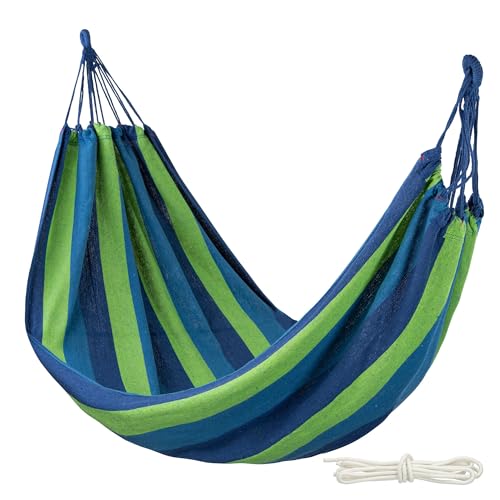 Aktive 52989 - Amaca sospesa in cotone per campeggio ed esterno | Amaca giardino esterno | Misure 200x100 cm| Fino a 200 kg di capacit&agrave; di carico | Con borsa per il trasporto