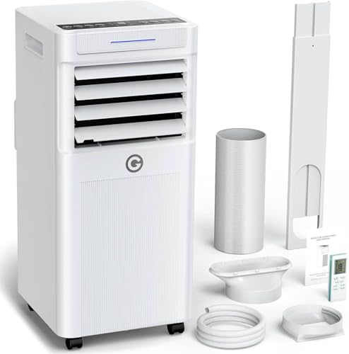 Condizionatore Portatile 9000 BTU con Deumidificatore 4 in 1, Ventilatore di Raffreddamento a 2 Velocit&agrave;, Display Digitale e Telecomando, Kit Finestra, Timer 24 Ore Per Stanze Fino a 25 m&sup2;/78m&sup3;