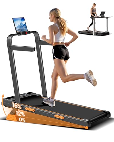 LONTEK Tapis Roulant Salvaspazio Elettrico con Inclinazione 16%, 10KM/H Tapis Roulant Elettrico Pieghevole, Schermo LED, Telecomando, 3.0 HP Mini Walking Pad, Tapirulan da Casa, Carico Massima 136KG