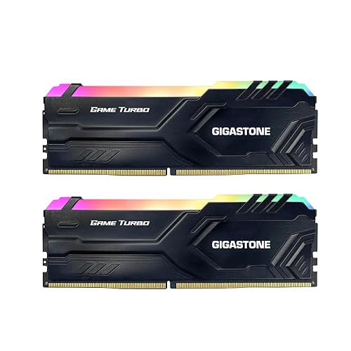 【RGB DDR4 RAM】GIGASTONE Game TURBO 32GB Kit(2x16GB) DDR4 3200MHz PC4-25600 CL 16-18-18-40 XMP 2.0 AMD Ryzen 1.35V UDIMM 288pin Unbuffered Non ECC Ideale Desktop alta prestazione Memoria-Nero