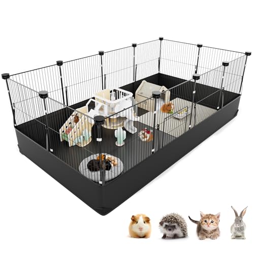Aystkniet Gabbia Coniglio Nano da Interno con Rivestimento Impermeabile sul Fondo, Gabbia per Porcellini Findia 122 cm x 60 cm x 40 cm, Recinto per Piccoli Animali come Tartarughe, Gattini
