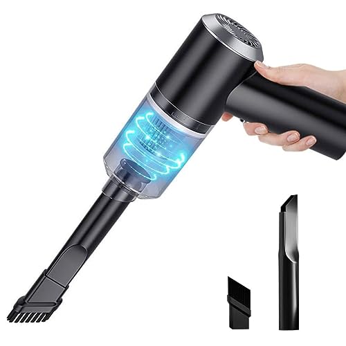 Poligono Mini Aspirapolvere per Auto Senza Filo Ricaricabile con USB, Aspirabriciole Portatile, (Potente 120W, 6000Pa, 7.4V), Nero
