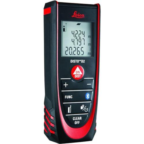 Leica DISTO D2 &ndash; metro laser multifunzione dotato di Bluetooth (associazione tramite app) per la misura di distanze, superfici e volumi (utilizzabile negli ambienti interni)