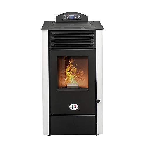 STUFE A PELLET ITALIA California 8 KW - Stufa ad Aria Ventilata Efficienza 91% Scalda 70m&sup2; Autonomia 20H Programmabile 5 Velocit&agrave; e Potenze Design Compatto Garanzia 24 Mesi Bianco