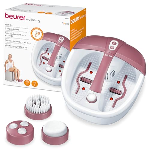 Beurer FB 35 idromassaggiatore plantare con massaggio a vibrazione e bolle, 3 accessori pedicure intercambiabili, riscaldamento acqua, luci a infrarossi, aromaterapia, fino alla taglia 44