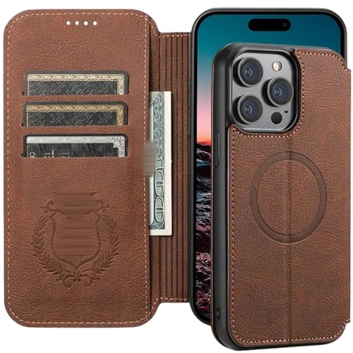 CBLdF Cover Phone Custodia per Telefono per Il Telefono 12 13 14 15 Flip Wallet Card Porta-Phone 13Promax-Marrone