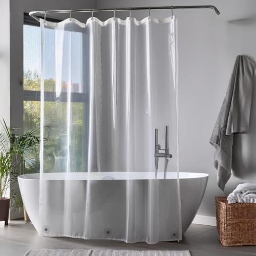 ZENO Tenda Doccia Antimuffa - 180x180 cm - Tenda per Doccia Premium PEVA + Occhielli Antiruggine + 3 Magneti, Impermeabile e Leggera - Tende Doccia Set per Bagno - Trasparente