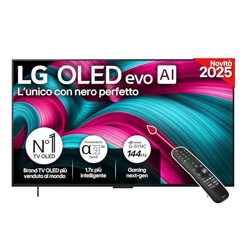 LG OLED evo AI C5 TV 42 pollici, Smart TV 4K, Processore &alpha;9 Gen8, webOS con AI, Dolby Vision e Atmos, Gaming con VRR e GSYNC 4K@144Hz, 4 HDMI 2.1, Alexa, OLED42C54LA 2025