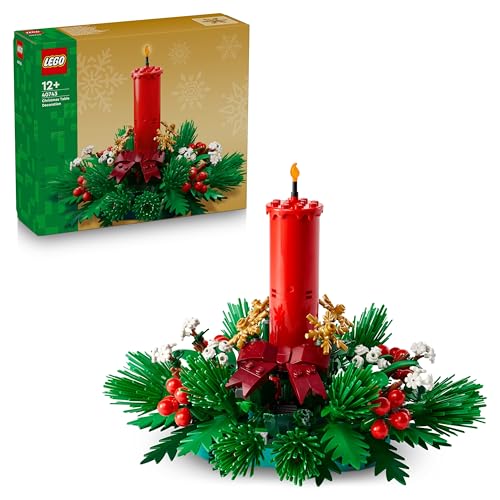 LEGO Decorazione da Tavolo Natalizia - Candela Rossa Giocattolo da Esposizione con Bacche, Stelle e Fogliame - Attivit&agrave; per la Famiglia - Regalo Natalizio per Bambine e Bambini da 12 Anni - 40743