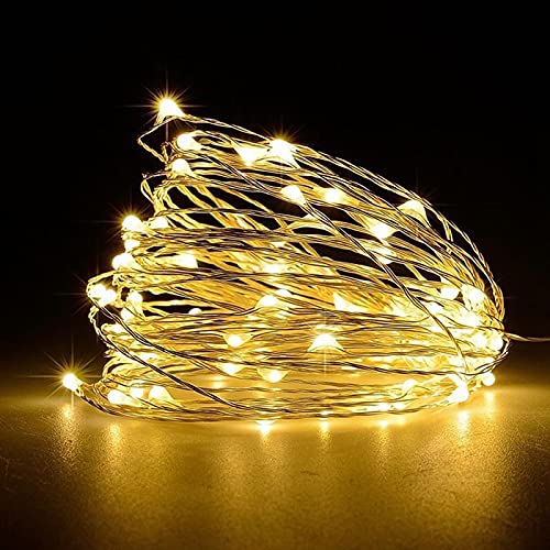 Jsdoin Lucine Led Decorative a Batteria,5M 50 LED Filo Luci Natale Led, Fairy Lights,Lucine Decorative per Camera Natale Interni e Esterni,Casa, Feste, Matrimonio (Bianco Caldo, 1 Pezzi)
