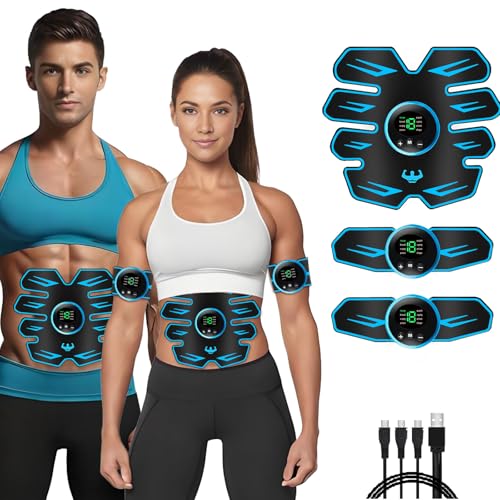Elettrostimolatore Muscolare, 8 modalit&agrave; e 19 Livelli di Intensit&agrave;,Elettrostimolatore per Addominali，EMS Stimolatore Addominale USB Ricaricabile,Addome/Braccio/Gambe