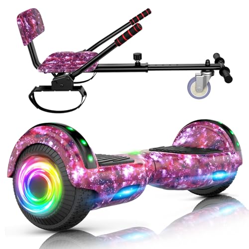 SISIGAD Hoverboard con Hoverkart,Overboard con Hoverkart per bambini, Hoverboard con musica bluetooth e luci a LED