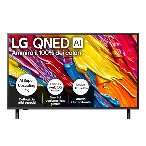 LG QNED AI QNED84 TV 43 pollici, Smart TV 4K, Processore &alpha;7 Gen8, Dynamic QNED Color, Design Ultra Slim, webOS con AI e telecomando puntatore AI, Gaming con VRR 4K@60Hz, 43QNED84A6C 2025