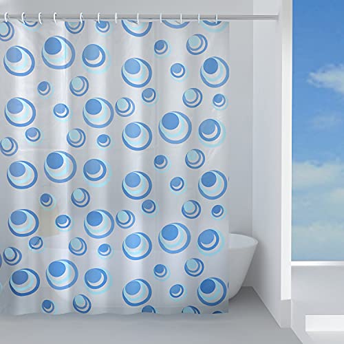 GEDY G-Orbita Tenda Doccia, Tenda Doccia 120x200, Realizzata in Tessuto peva, Finitura Azzurra, Design R&S, Tenda per Doccia provvista di 12 Anelli, 2 Anni di Garanzia