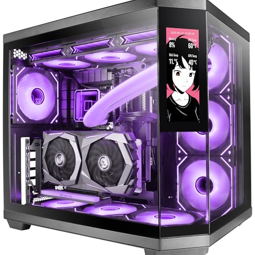 Mars Gaming MC-3TCORELCD Case Gaming ATX, Schermo IPS 7,2” Personalizzabile, Triplo Vetro Temperato Rimovibile, Struttura Doppia Camera, Supporto per Raffreddamento Liquido fino a 360mm, Nero