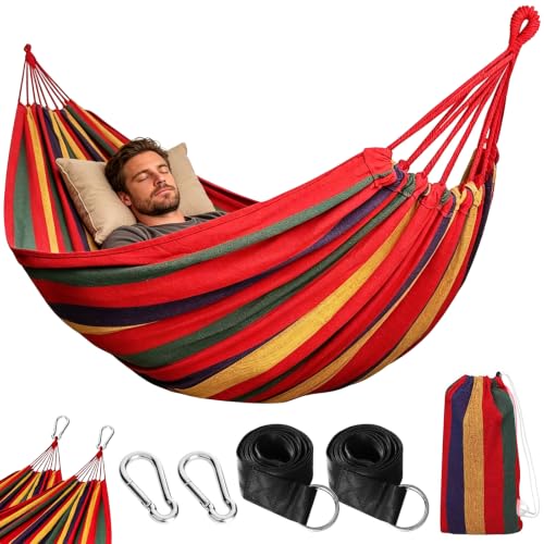 NXPZ Amaca da Campeggio Esterna, Amaca Doppia 200x150cm, Portata Massima 250kg, con Sacchetto da Trasporto, Cinghie in Nylon e Moschettoni, per Campeggio, Giardino, Interni, Balcone, Viaggio