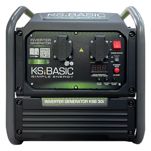 K&S Basic 30i Generatore inverter, 2800 W, potenza nominale 3000 W massima, generatore di emergenza a benzina, onda sinusoidale pura, modalit&agrave; ecologica, generatore di corrente per casa, campeggio e