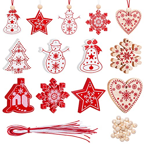 24 Pezzi Decorazioni Natalizie Legno, Addobbi Natalizi in Legno per La Casa, Albero di Natale e Addobbi per Feste