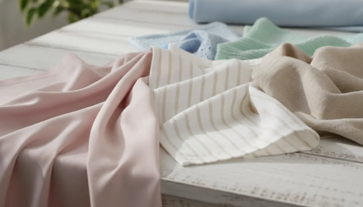 Dettaglio tessuti estivi per bluse donna: cotone, lino e viscosa traspiranti