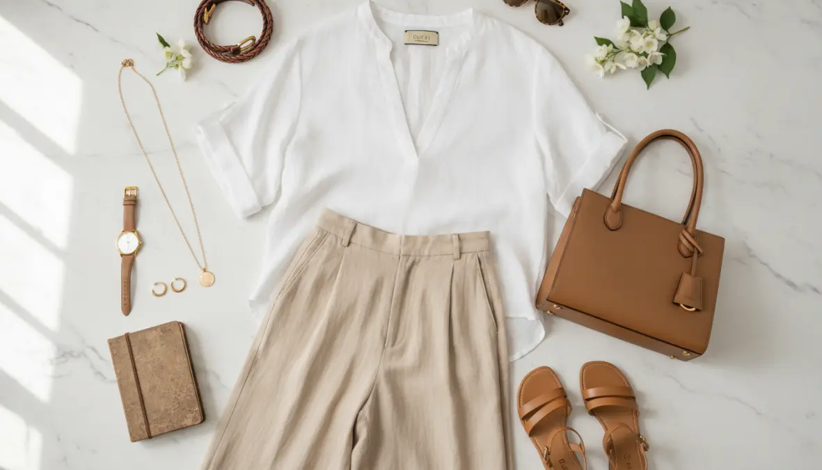 Abbinamento elegante con blusa donna estiva bianca e pantaloni palazzo