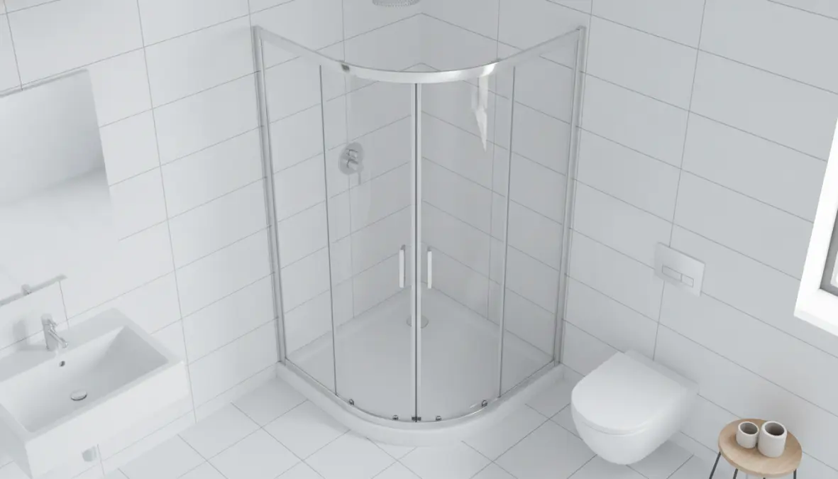Box doccia angolare salvaspazio per bagno piccolo con porte scorrevoli