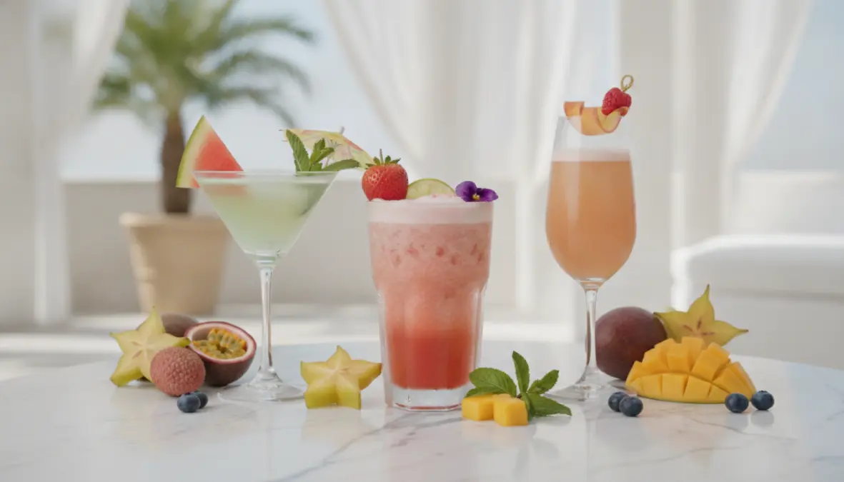 Cocktail con frutta fresca di stagione per aperitivi estivi
