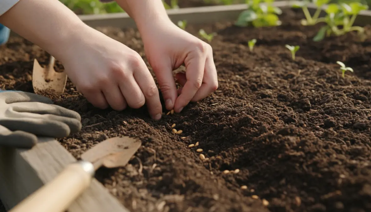 Semina dei cetrioli nell'orto con la corretta profondità di impianto