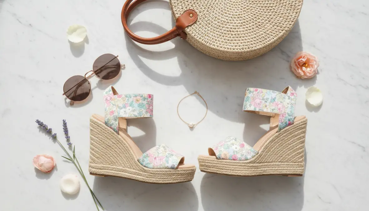 Espadrillas donna con zeppa e cinturino alla caviglia in stile elegante estivo