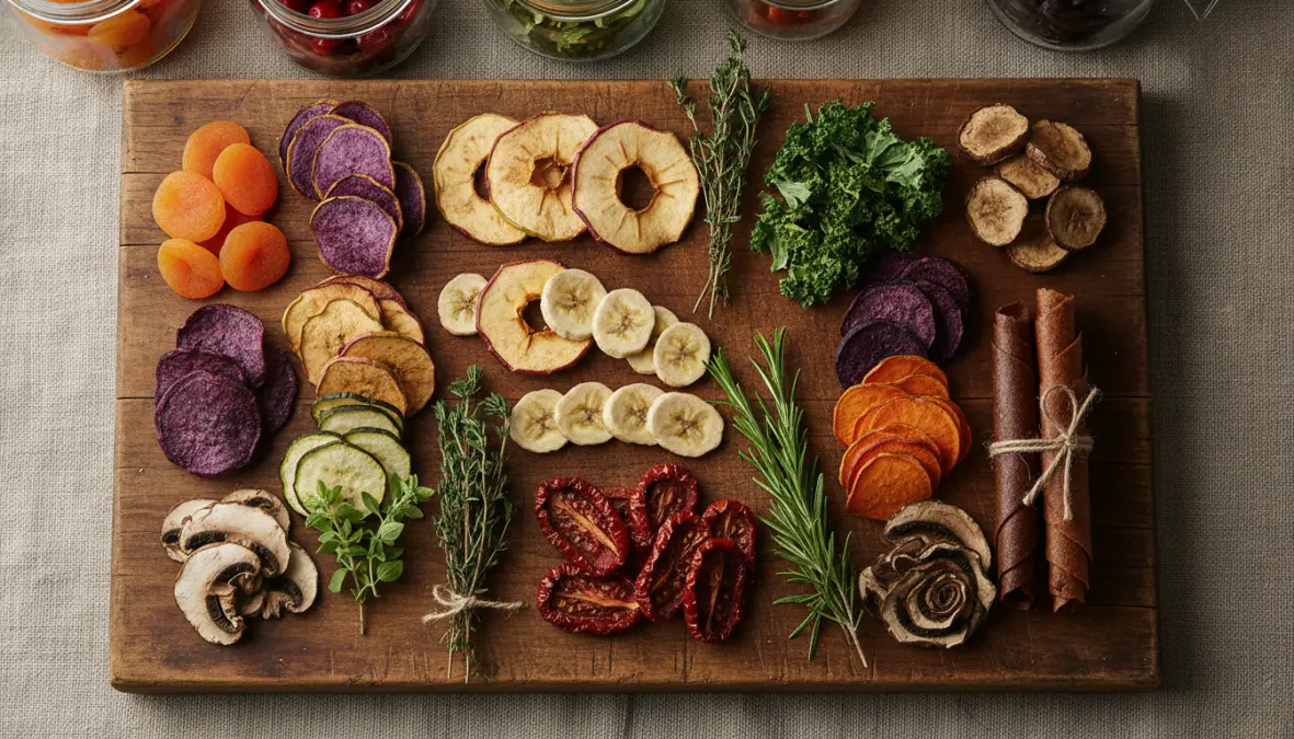 Frutta secca fatta in casa e verdure essiccate con essiccatore alimentare