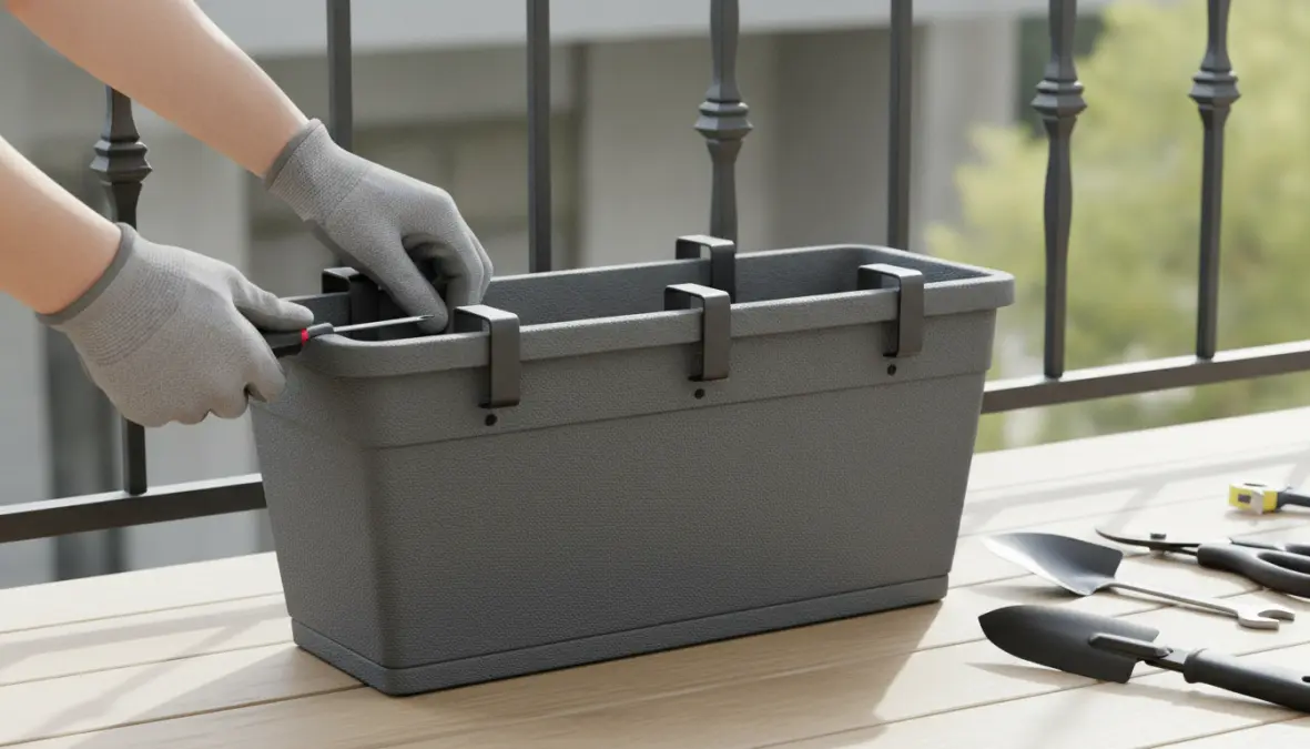 Come installare fioriera su ringhiera con ganci di fissaggio regolabili