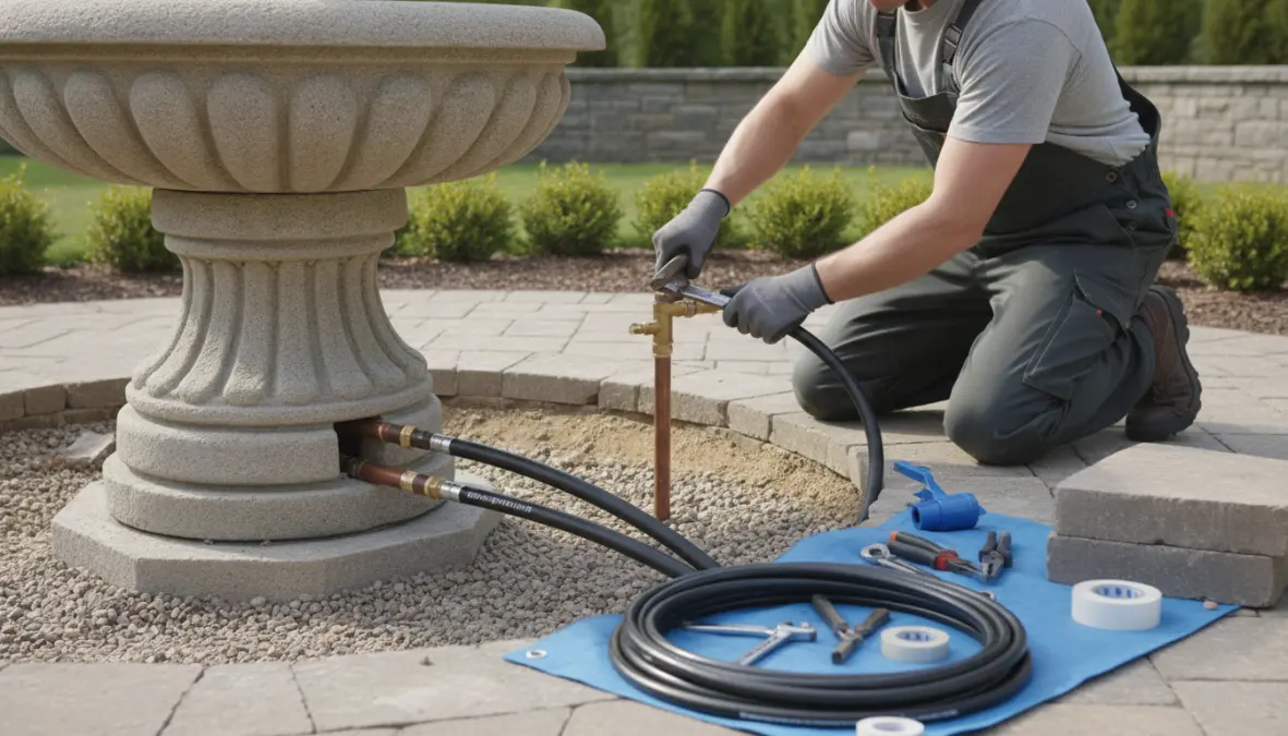 Installazione di fontanella da giardino con allacciamento idrico esterno