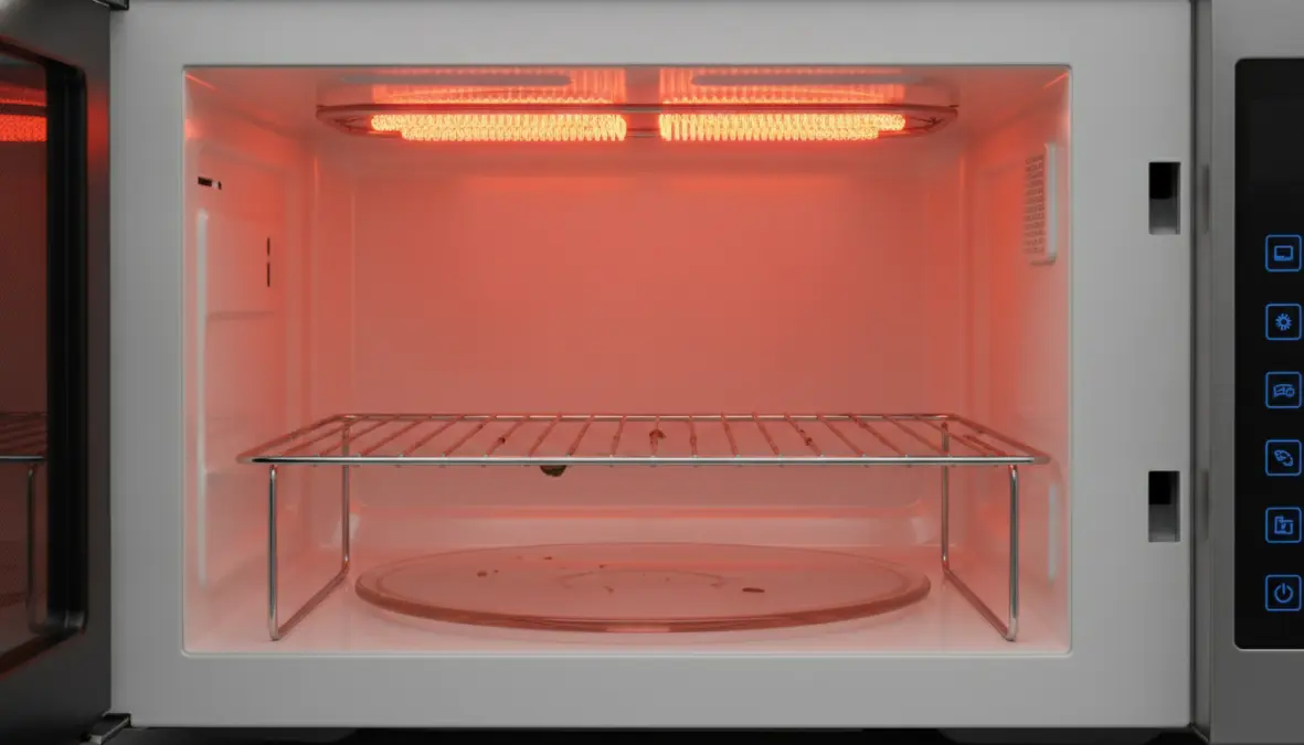 Interno di microonde con grill e resistenza superiore attiva