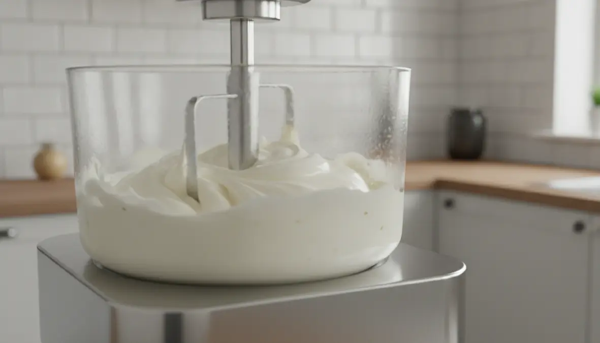 Gelatiera domestica durante la mantecazione del gelato fior di latte