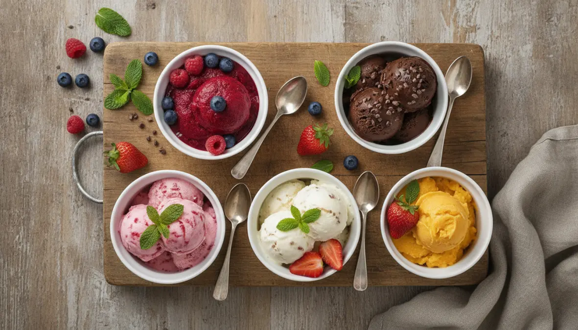 Varietà di ricette gelato artigianale fatto in casa con gusti estivi