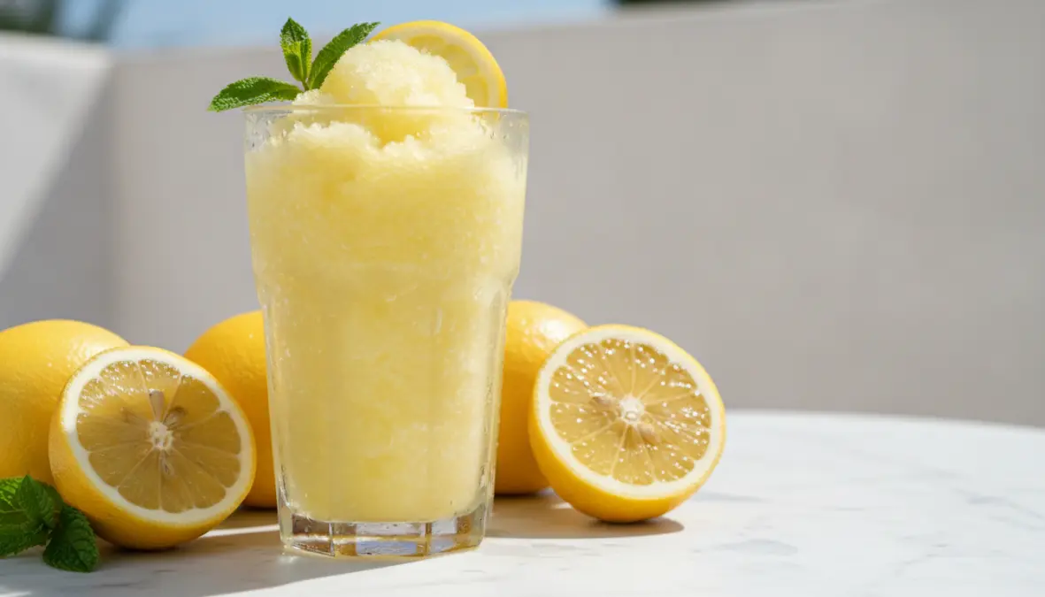 Granita al limone siciliana con limoni freschi