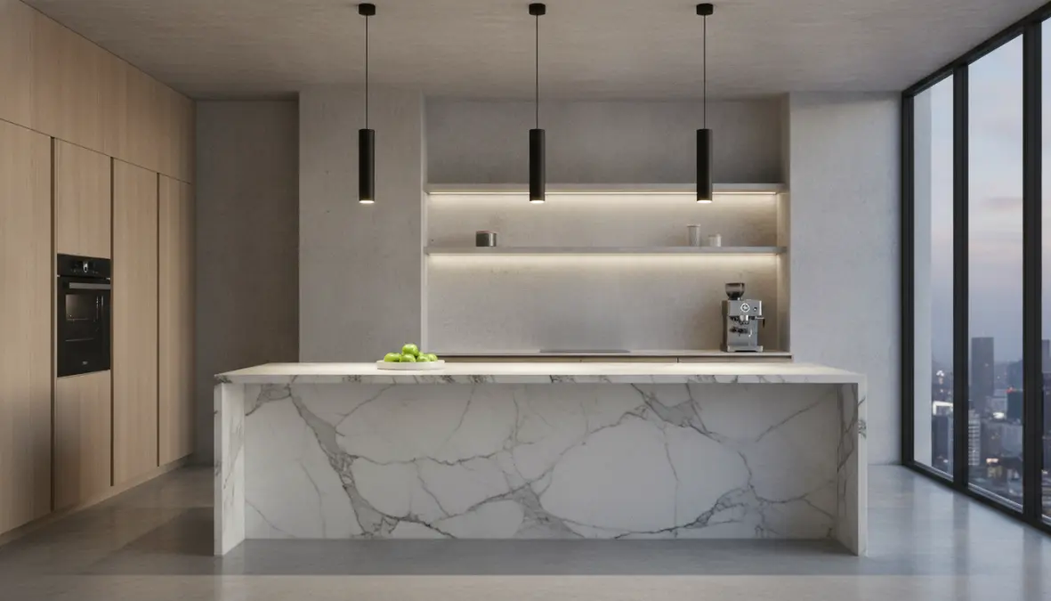 Lampadari cucina moderni sospesi sopra isola con illuminazione LED funzionale