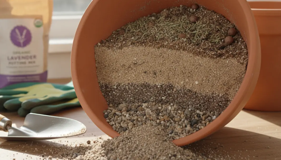 Vaso in terracotta con terriccio drenante ideale per coltivare lavanda in vaso