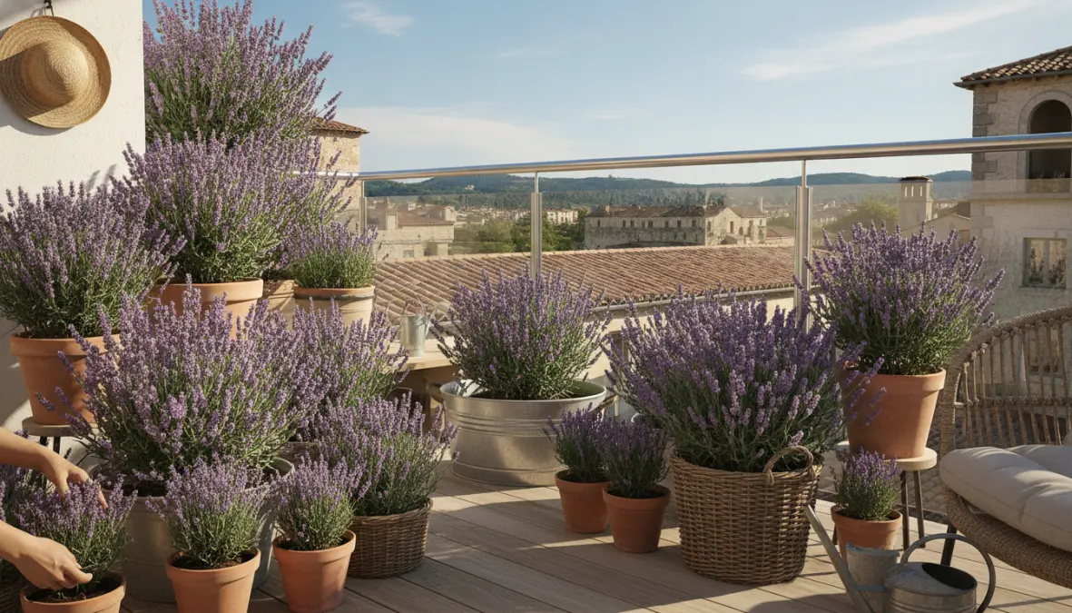 Lavanda in terrazzo esposta al sole per una coltivazione ottimale sul balcone