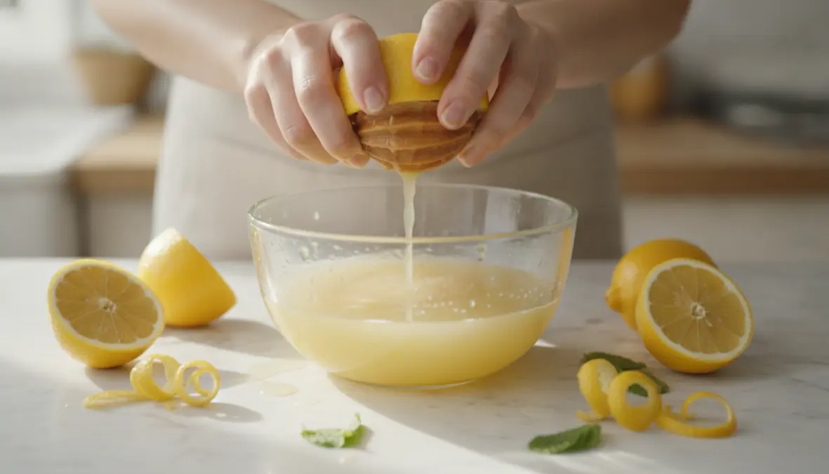 Preparazione limonata casalinga con spremitura di limoni freschi