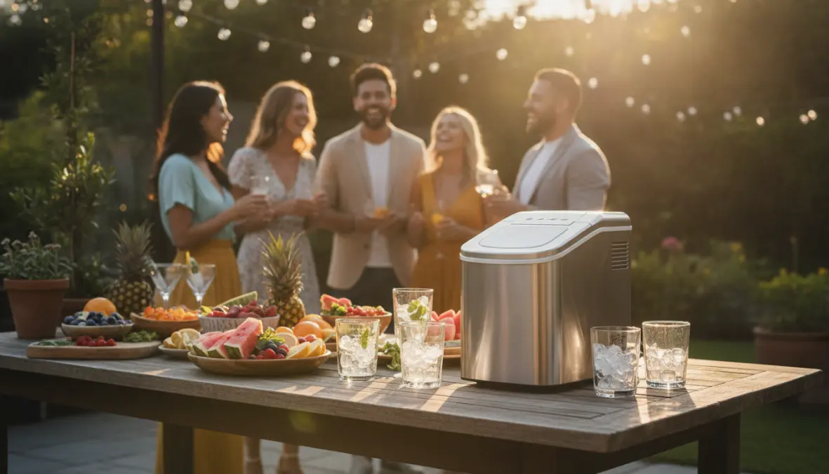 Macchina del ghiaccio per feste con cocktail e cubetti di ghiaccio freschi