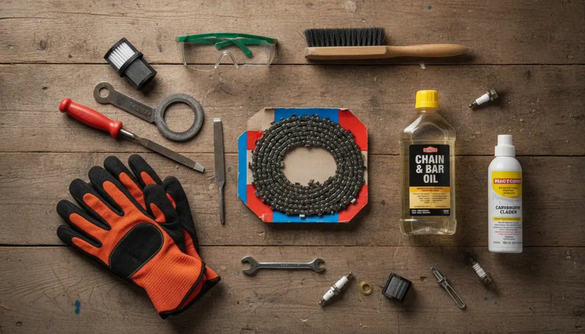 Accessori e ricambi per manutenzione motosega: catena, olio e attrezzi