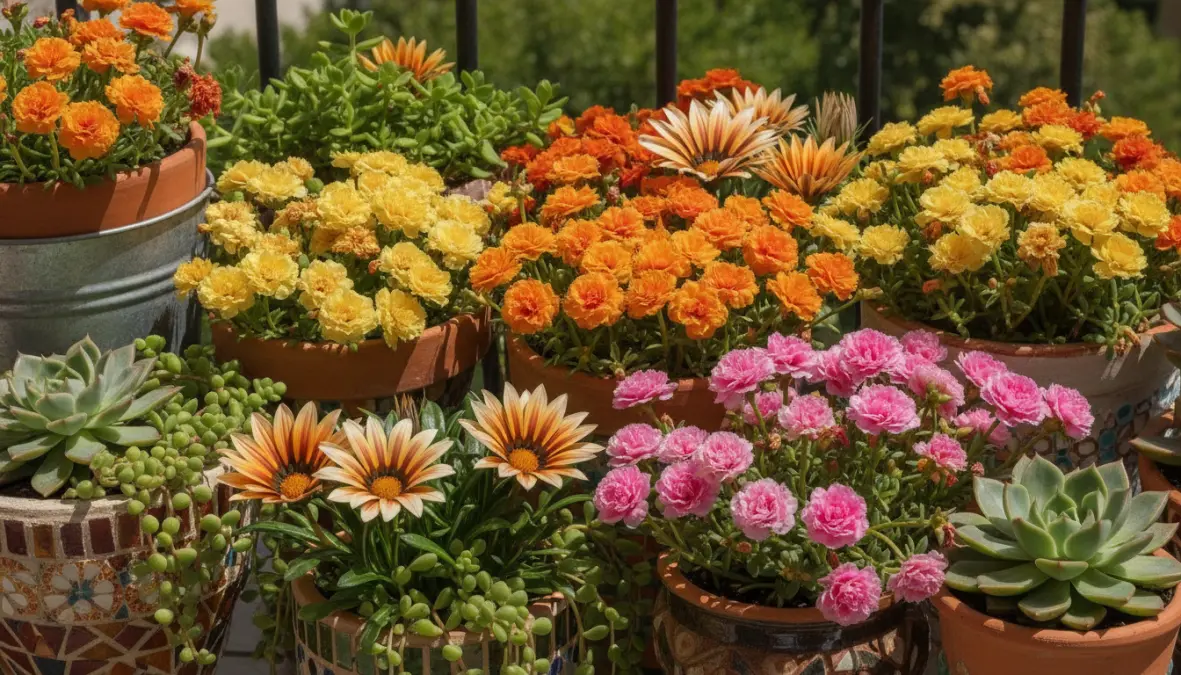 Piante estive resistenti al caldo: portulaca, gazania e piante grasse da balcone