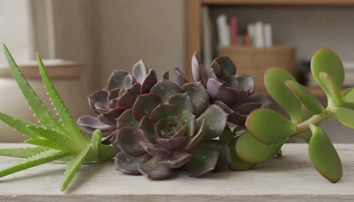 Piante grasse resistenti come Echeveria, Aloe Vera e Crassula ideali per principianti