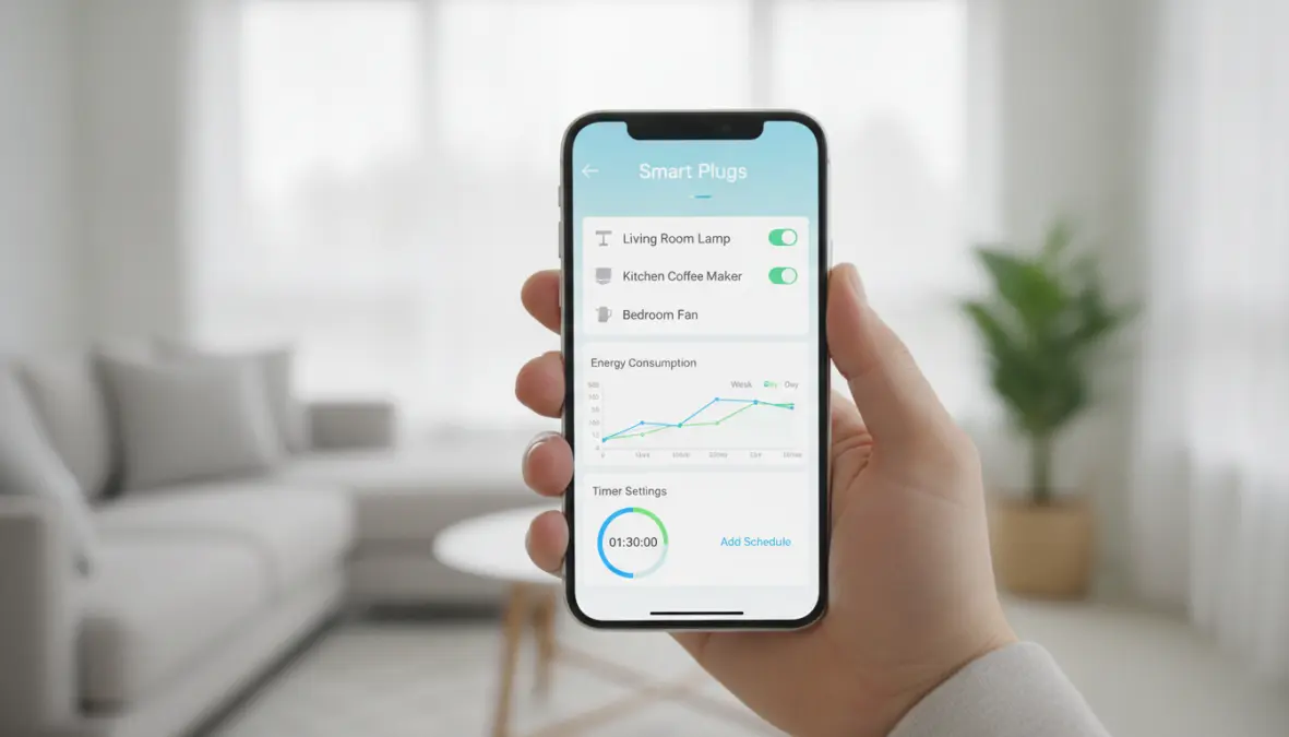 App smartphone per controllo prese intelligenti WiFi con monitoraggio consumi energetici