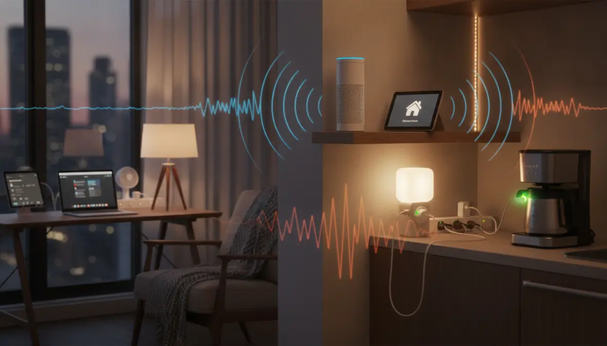 Assistente vocale che controlla prese smart compatibili Alexa e Google Home