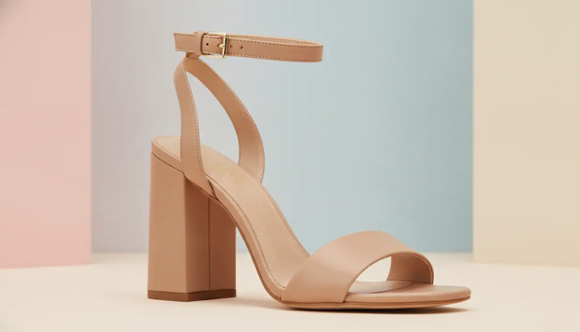 Sandali donna con tacco medio eleganti color nude con cinturino alla caviglia
