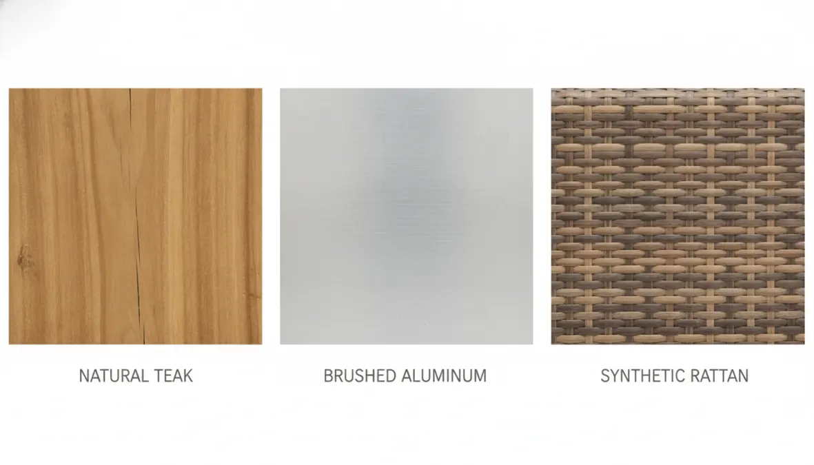 Confronto materiali per tavolo da giardino: legno, alluminio e rattan sintetico