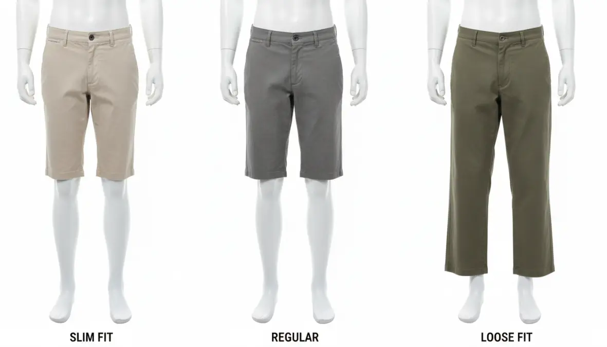 Confronto vestibilità shorts uomo con fit slim regular e loose, guida alla scelta della taglia perfetta