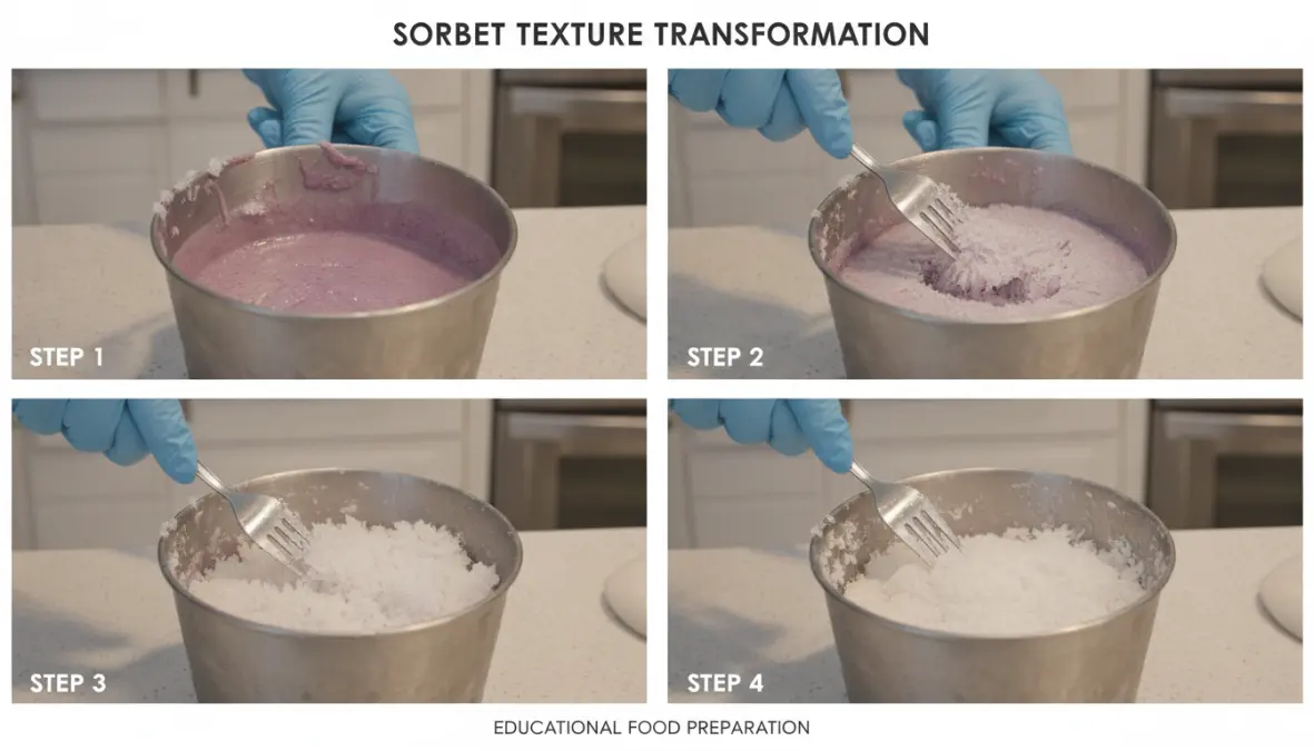 Sorbetto cremoso durante la preparazione senza gelatiera
